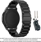 Zwart Metalen Bandje voor 16mm Smartwatches van (zie compatibele modellen) Samsung, Asus, LG, Huawei, Casio Seiko en Pebble – 16 mm black smartwatch strap - Moto - Fossil - Timex -