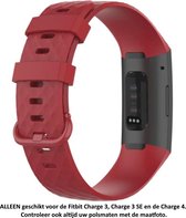 Rood Siliconen Bandje voor Fitbit Charge 3 / Charge 3 SE / Charge 4 – Maat: zie maatfoto – Smartwatch Strap - Polsbandje - Red Rubber