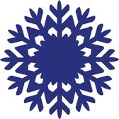 Sneeuwvlok vilt onderzetters  - Donkerblauw - 6 stuks - ø 9,5 cm - Kerst onderzetter - Tafeldecoratie - Glas onderzetter - Cadeau - Woondecoratie - Tafelbescherming - Onderzetters