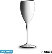 6x Witte Onbreekbare Champagneglazen 17cl - Uit Polycarbonaat Kunststof - Flute Glas - Erg Trendy - PGplastics