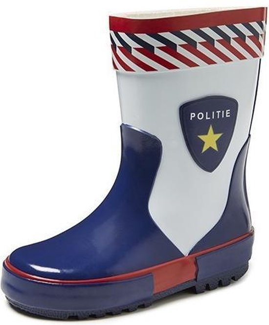Regenlaars Gevavi Boots Politie Jongenslaars Rubber Maat 29 Blauw Wit bol