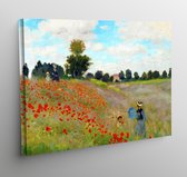 Canvas veld met klaprozen - Claude Monet - 70x50cm