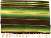 Mexicaanse Deken - Plaid - Serape - Gerecycled Acryl - 210 x 150 - Groen - BBXZZ1blackgreen