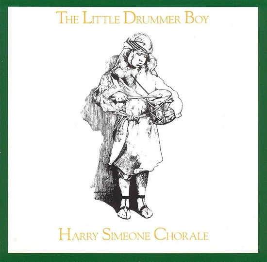 Albumhoes met tekening van 'The Little Drummer Boy' door Harry Simeone Chorale.