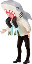 Smiffy's - Haai & Inktvis & Dolfijn & Walvis Kostuum - Opblaasbaar Opgeslokt Door Een Haai - Man - Wit / Beige, Grijs - One Size - Carnavalskleding - Verkleedkleding