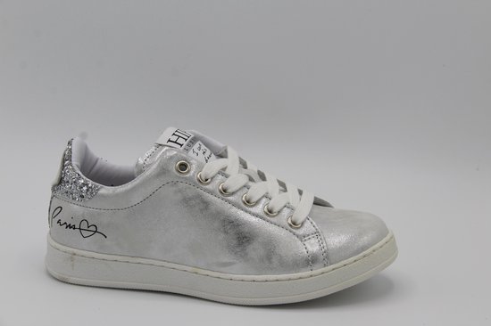 bol.com | Hip h1678 zilveren sneaker - kinderen- veter en rits-- maat 32