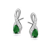 Joy|S - Zilveren klassieke oorbellen emerald groen zirkonia - Infinity