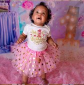 Verjaardag, outfit, tutu set, cake smash kleding, My 1st Birthday verjaardag set, Shirley set (mt 80)