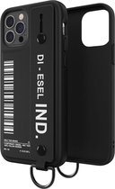 Diesel Handstrap Case kunstleer hoesje voor iPhone 12 en iPhone 12 Pro - zwart