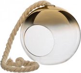 Plantenhanger - Vaas - hangend / Staande vaas bolvormig ,  gerookt bol transparant -goud d15cm met touw