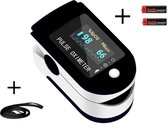 Moderne Saturatiemeter Zwart - Oximeter met 2 GRATIS Kodak Batterijen en Draagkoord - Oxygen meter - Zuurstofmeter - Pulseoxymeter - Hartslagmeter