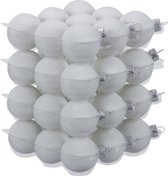 36x Satijn witte glazen kerstballen 4 cm - mat - Kerstboomversiering wit