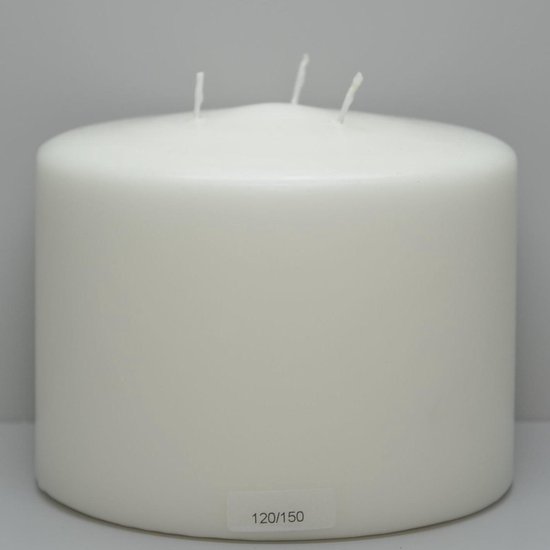 Witte multi lonten kaars 15 x 12 cm 104 branduren - Geurloze kaarsen wit - Woondecoraties