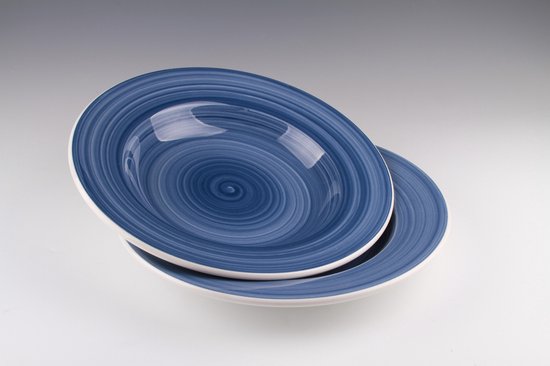 Dudson - Brasserie - CADEAU tip - Handbeschilderd - Diep bord Pastabord - Bord - 29cm - Donker Blauw - set á 6 stuks