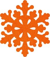 Sneeuwvlok 2 vilt onderzetters  - Oranje - 6 stuks - ø 9,5 cm - Kerst onderzetter - Tafeldecoratie - Glas onderzetter - Cadeau - Woondecoratie - Tafelbescherming - Onderzetters voo