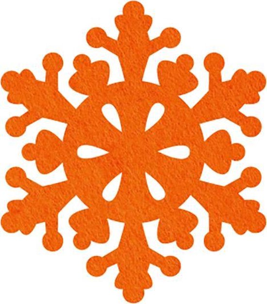 Sneeuwvlok 2 vilt onderzetters  - Oranje - 6 stuks - ø 9,5 cm - Kerst onderzetter - Tafeldecoratie - Glas onderzetter - Cadeau - Woondecoratie - Tafelbescherming - Onderzetters voor glazen - Keukenbenodigdheden - Woonaccessoires - Tafelaccessoires