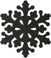 Sneeuwvlok 2 vilt onderzetters  - Zwart - 6 stuks - ø 9,5 cm - Kerst onderzetter - Tafeldecoratie - Glas onderzetter - Cadeau - Woondecoratie - Tafelbescherming - Onderzetters voor