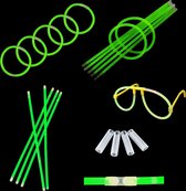 Glowsticks - Breekstaafjes - Glow in the dark sticks  - 100 stuks incl. 10 brilmonturen - Groen