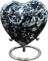 Mini urn hart Black & white marble - urn voor as - 2086
