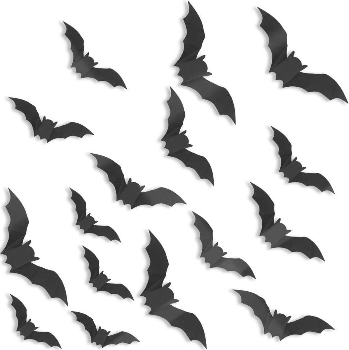 Halloween decoratie - 3D Halloween vleermuizen stickers x 48 stuks