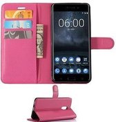 Nokia 6 Hoesje Wallet Case Roze