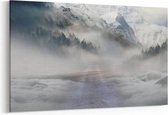 Schilderij - Mist in de bergen — 100x70 cm