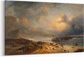 Schilderij - Schipbreuk op een rotsachtige kust — 100x70 cm