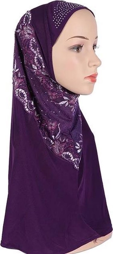 Een elegant paarse hoofddoek, mooie hijab.