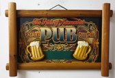 Pub Fine Ales Good Cheer Pubbord van hout  WANDBORD - MUURPLAAT - VINTAGE - WANDPANEEL -SCHILDERIJ -RETRO - HORECA- BORD-WANDDECORATIE -TEKSTBORD - DECORATIEBORD -PUBSIGN - NOSTALG