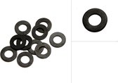 zwarte stalen carroseriering, sluitring, rondel, binnen diameter 4 mm, buiten diameter 9 mm. 10 stuks.