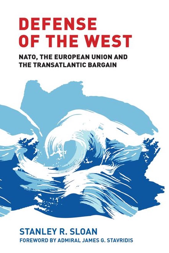 Boek 'Defense of the West' met golven in blauw en wit op de cover.