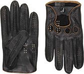 Driving gloves Heren - 100% Zacht schaapsleren handschoenen - F1 Handschoenen Auto Cabrio - Leren Race Handschoenen Volwassen - Touchscreen compatible - Cadeau voor autoliefhebber - Zwart / Bruin