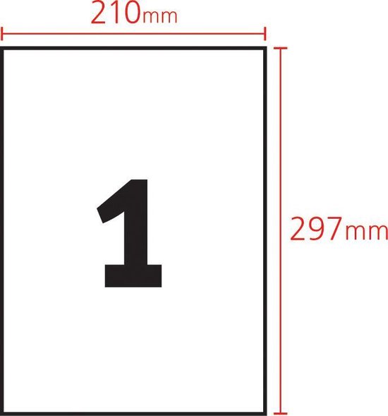 Envoi d'étiquettes Printec 25 feuilles format A4 210x297mm 1 étiquette par A4 25 étiquettes autocollants par boîte