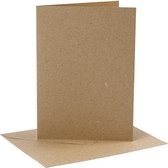 Kaarten en enveloppen, afmeting kaart 12,7x17,8 cm,  230 gr, naturel, 4sets, afmeting envelop 13,3x18,5 cm
