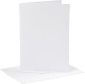 Kaarten en enveloppen, afmeting kaart 12,7x17,8 cm,  230 gr, wit, 4sets, afmeting envelop 13,3x18,5 cm