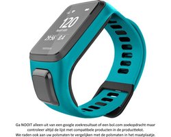 Blauw Groen Cyaan sporthorlogebandje voor Tomtom Adventurer, Tomtom Spark, Tomtom Spark 3, Tomtom Runner 2, Runner 3 - Golfer 2 – Maat: zie maatfoto - horlogeband - polsband - strap - horlogebandje