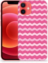 Bumper Hoesje iPhone 12 Mini Smartphone hoesje Waves Pink