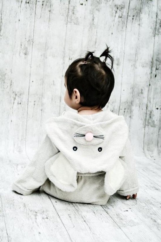 Baby Badjas - Muisje badstof badjas licht grijs muis van Funnies. — afbeelding 2