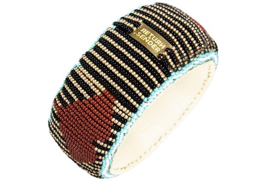 Return to Sender | Bordeauxrode armband 'Hearts' - Beaded bracelet broad - - Rood