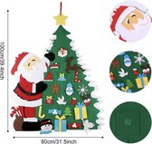 Xxl/100x80x100cm Kinder Kerstboom Met Kerstman– Inclusief Klittenband + Cadeau 22 Versieringen En Gratis Deur Decor – Muur Kerstboom Met Kerstman – Leuk Keau - Vilten Kerstboom Met - Voor Kin