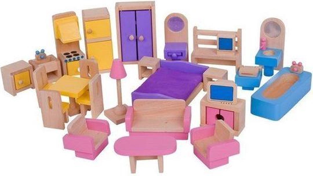 Poppenhuis Meubeltjes - BIGJIGS - Hout - Meubels Poppen - 26-Delig — afbeelding 12