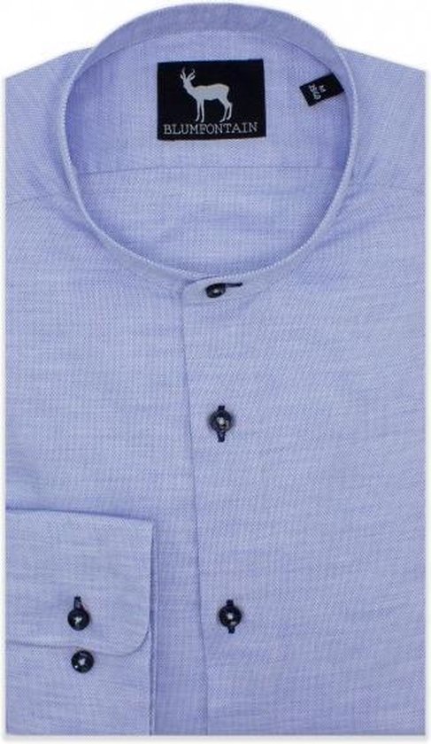 Messieurs | Blumfontain Chemise Homme Adultes col mao bleu clair 0586 Taille S 37/38