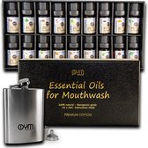 PREMIUM Edition 18  - Professionele Set voor Mondwater op basis van Essentiele Olie - Inclusief mengfles met trechter - Zelf mengen - Duidelijke handleiding - Therapeutische Kwaliteit