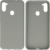 Bestcases Color Telefoonhoesje - Backcover Hoesje - Siliconen Case Back Cover voor Samsung Galaxy A11 - Grijs