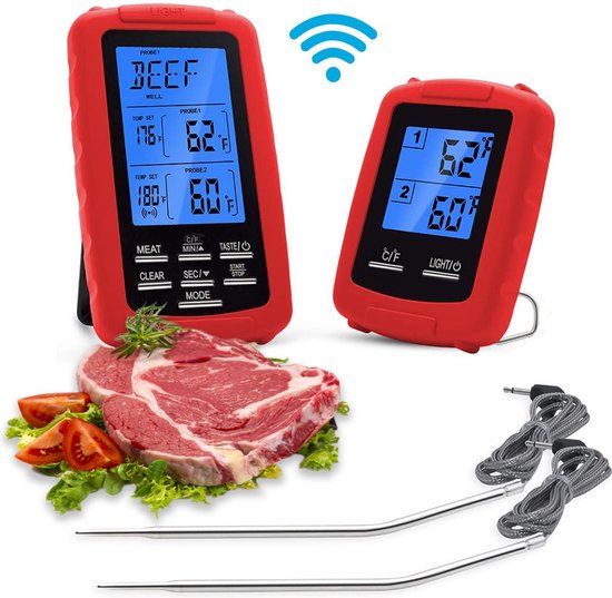 Vleesthermometer Digitaal BBQ Thermometer Draadloos - Kernthermometer -...