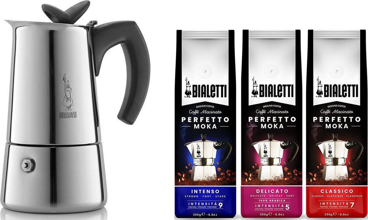 Bialetti Musa percolateur induction 4 tasses + échantillon de café