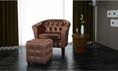 Fauteuil kunstleer met voetenbankje (Incl LW anti kras viltjes) Loungestoel - kruipstoel - Relax stoel - Chill stoel - Lounge Bankje - Lounge Fauteuil