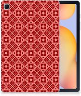 Leuk Tablethoesje Geschikt voor Samsung Galaxy Tab S6 Lite | Tab S6 Lite 2022 TPU Siliconen Bumper Batik Red met doorzichte zijkanten