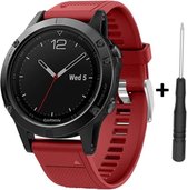 Rood Siliconen Bandje geschikt voor Garmin Fenix 5S / Garmin Fenix 5S Plus - Horloge band - Wearable - Activity Tracker – 20 mm rood smartwatch strap - band