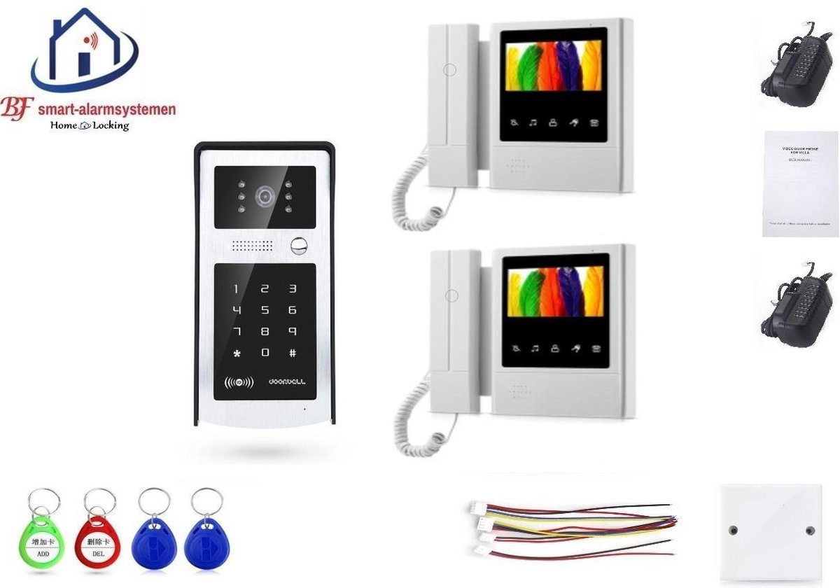 Home-Locking videofoon met 2 binnen panelen.DT-2205-1-2